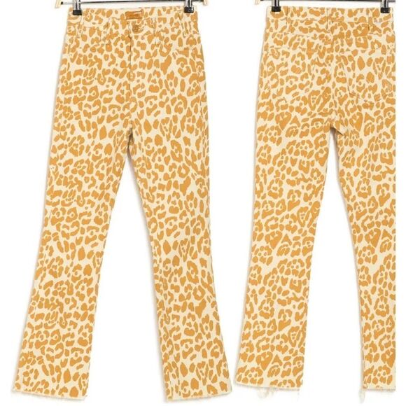 MOTHER The Hustler Frayed Hem Leopard Print Jeans NWOT - Picture 1 of 11